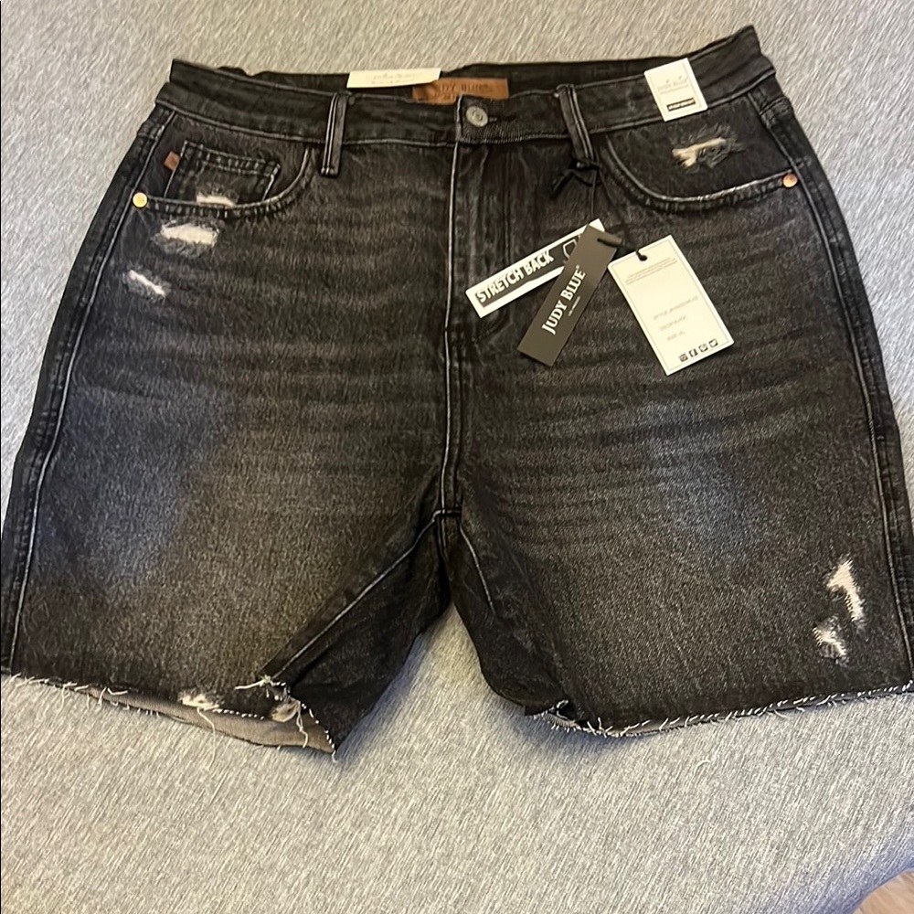 Judy Blue Black Jean Shorts Distressed Style